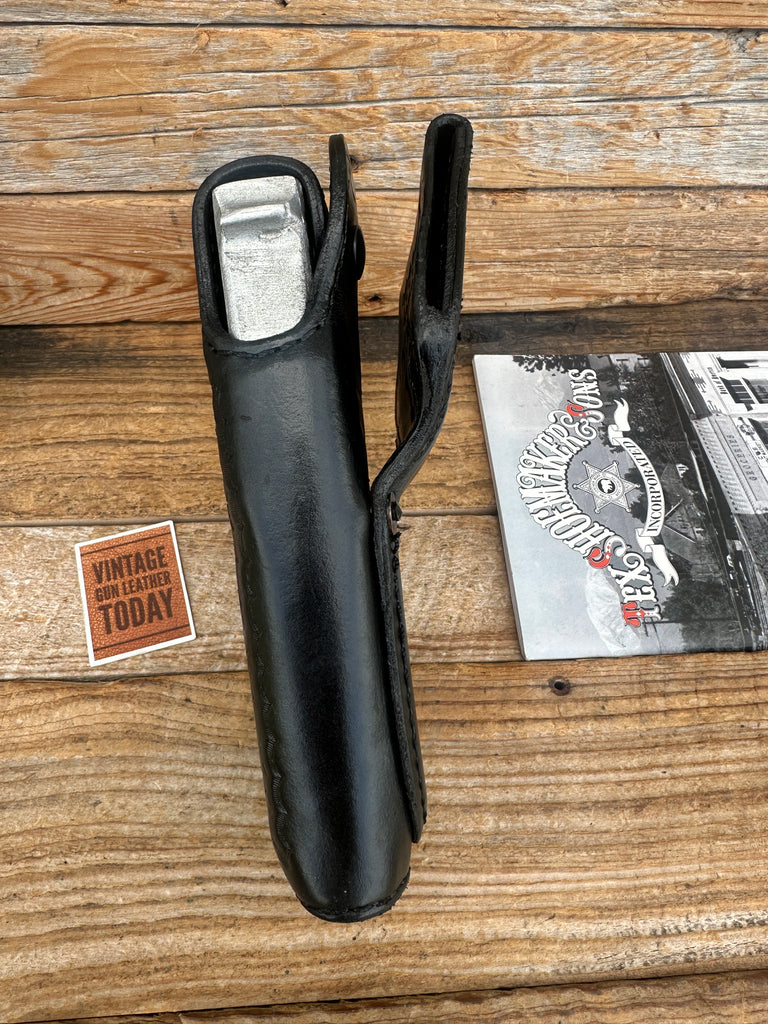 Vintage Tex Shoemaker Black Basket Leather Lined OWB Holster For GLOCK 17 22 31