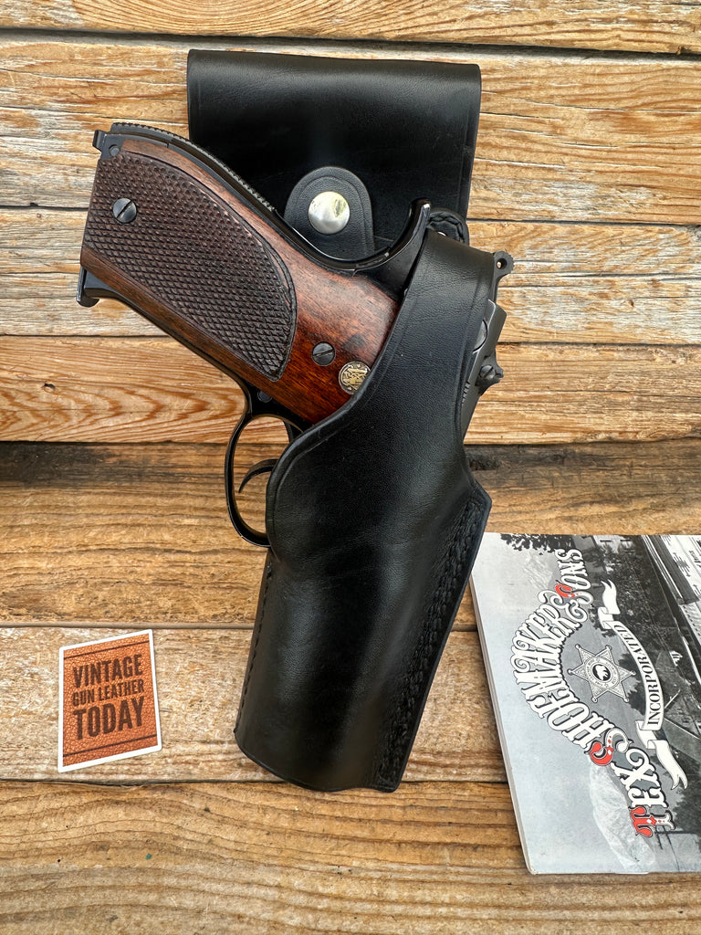 Vintage 1970 - 80s Tex Shoemaker Model 39 459 Black Leather Swivel Holster Right