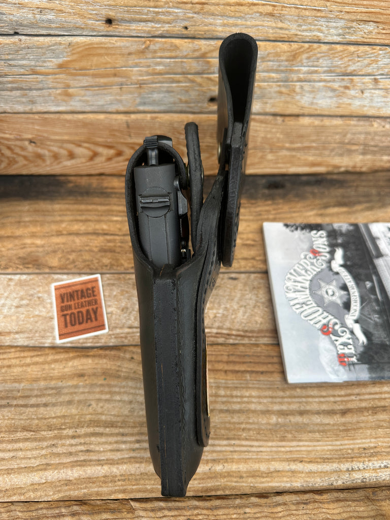 Vintage 1970 - 80s Tex Shoemaker Model 39 459 Black Leather Swivel Holster Right