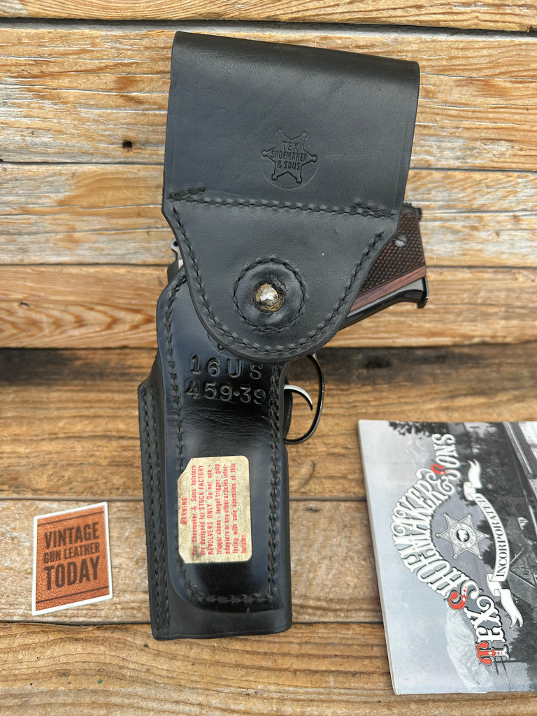 Vintage 1970 - 80s Tex Shoemaker Model 39 459 Black Leather Swivel Holster Right
