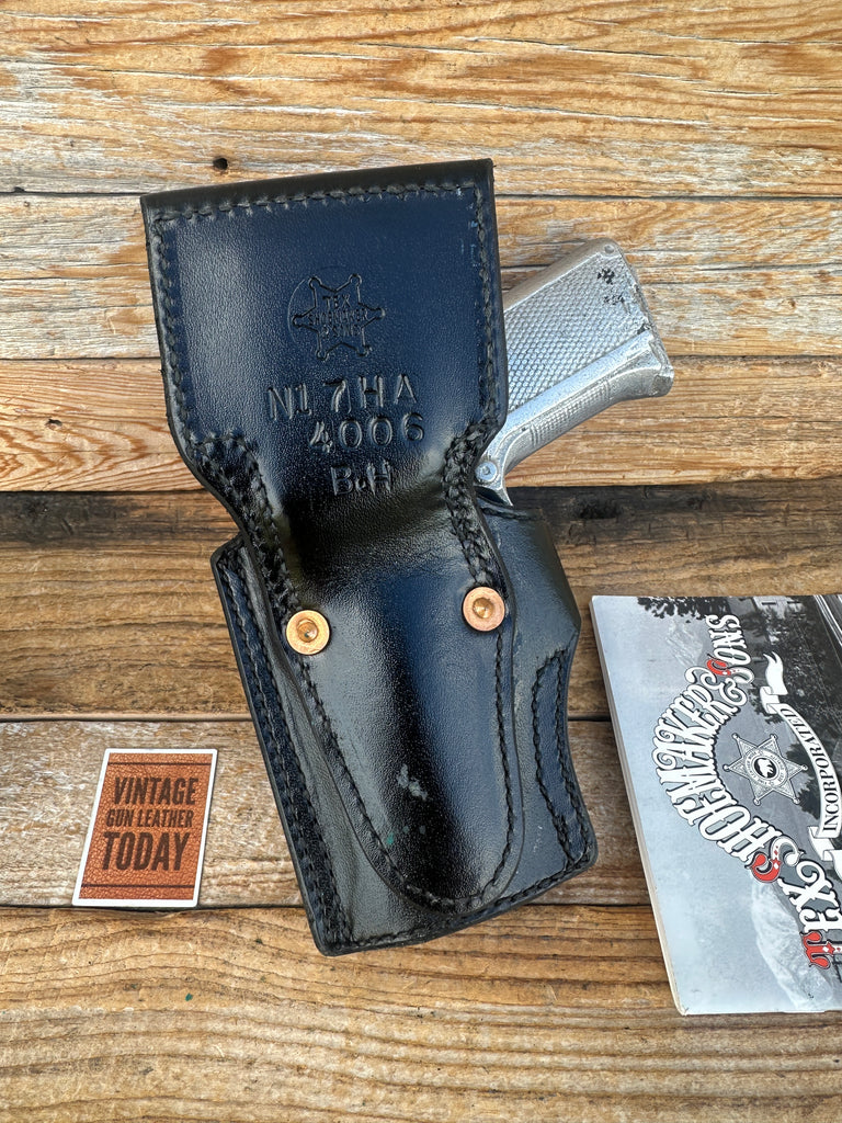 Vintage Tex Shoemaker Black Basket Leather Lined OWB Holster For 4006 Bobbed