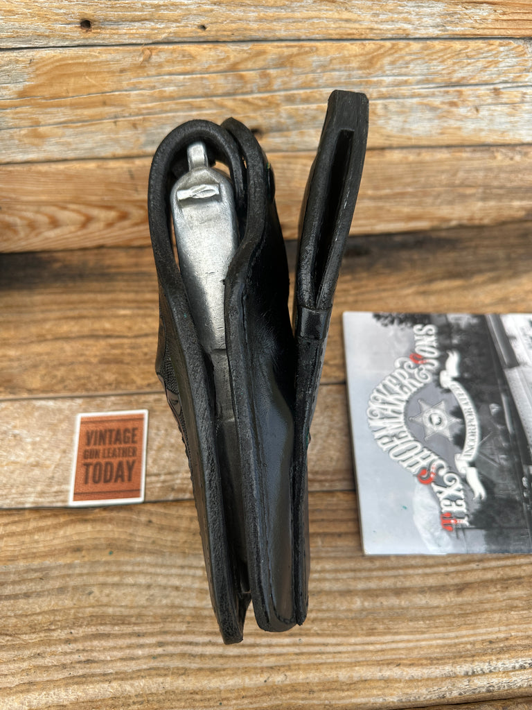 Vintage Tex Shoemaker Black Leather Lined Floral Carved Holster for Sig P228 229