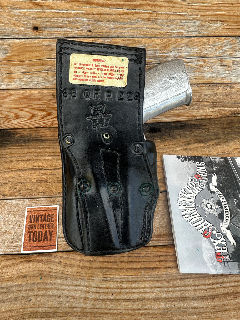 Vintage Tex Shoemaker Black Leather Lined Floral Carved Holster for Sig P228 229