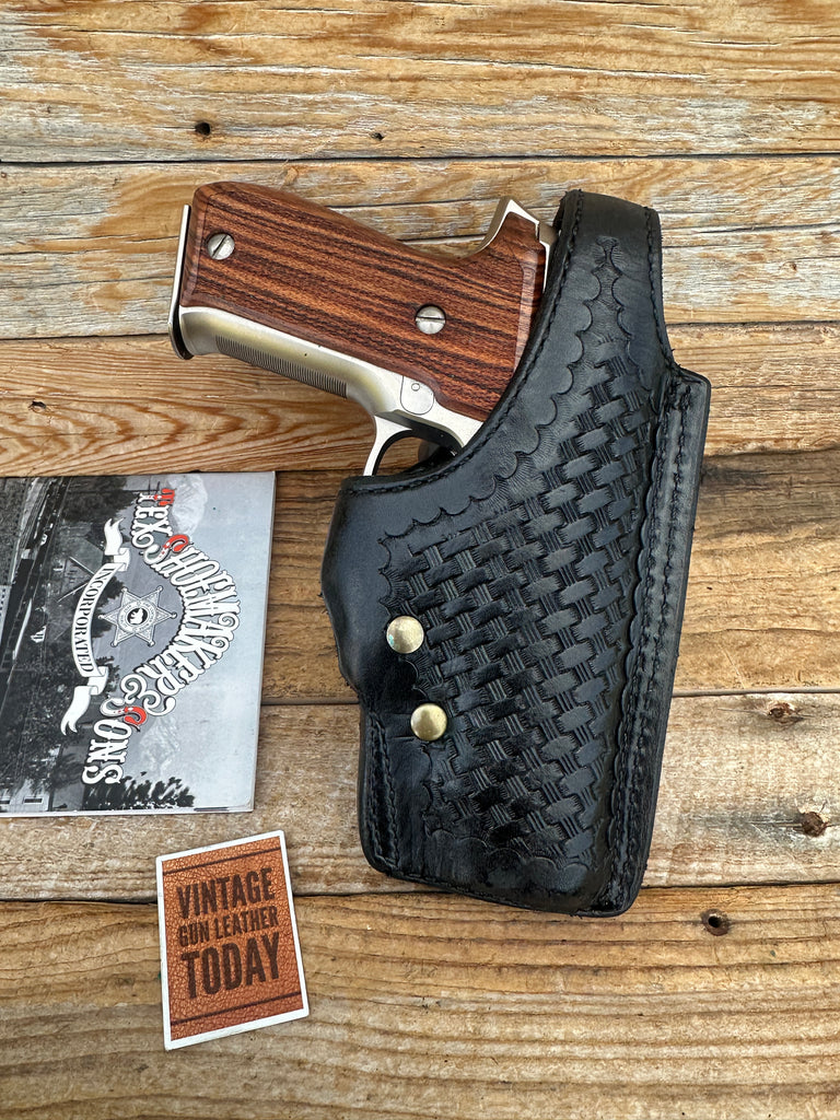 Tex Shoemaker Level 2 Black Basketweave Leather Retention Holster for Sig P226