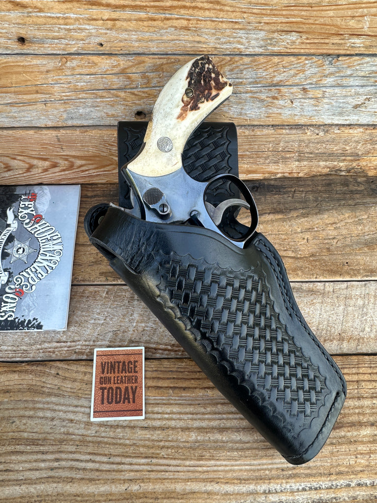 Tex Shoemaker Black Basketweave Leather 35K Border Patrol Holster For 4" K LEFT