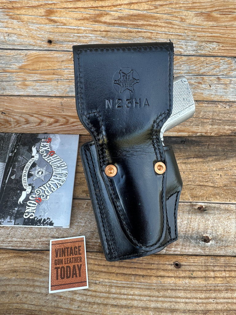 Vintage Tex Shoemaker N23H Black Leather Lined Hanger Holster For S&W 6904 6906