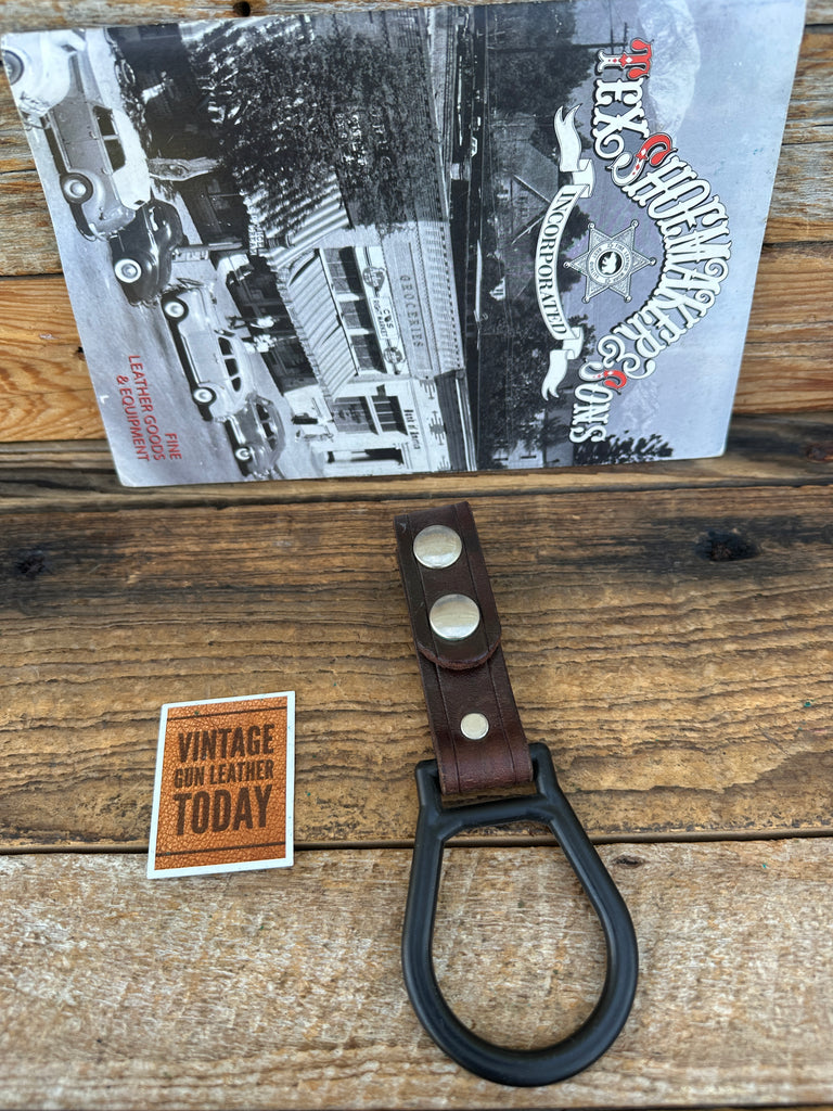 Vintage Tex Shoemaker Brown Leather Flashlight Holder Ring Nickel Snaps