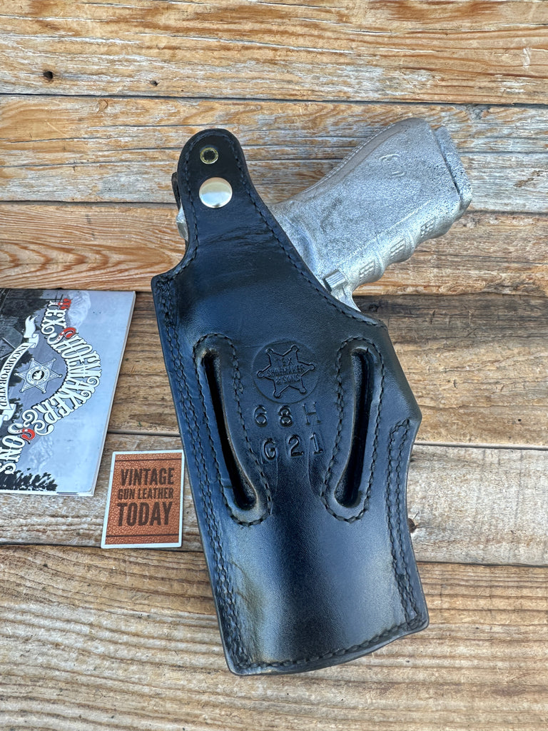 Vintage Tex Shoemaker Floral Carved Black  Leather Lined Holster For GLOCK 20 21