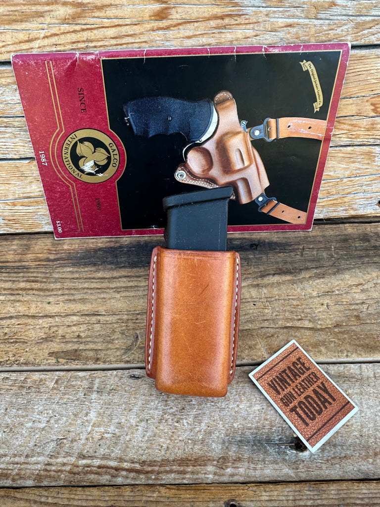 Vintage GALCO Brown Leather Single Magazine Carrier For Glock 17 22 31 19 22 31