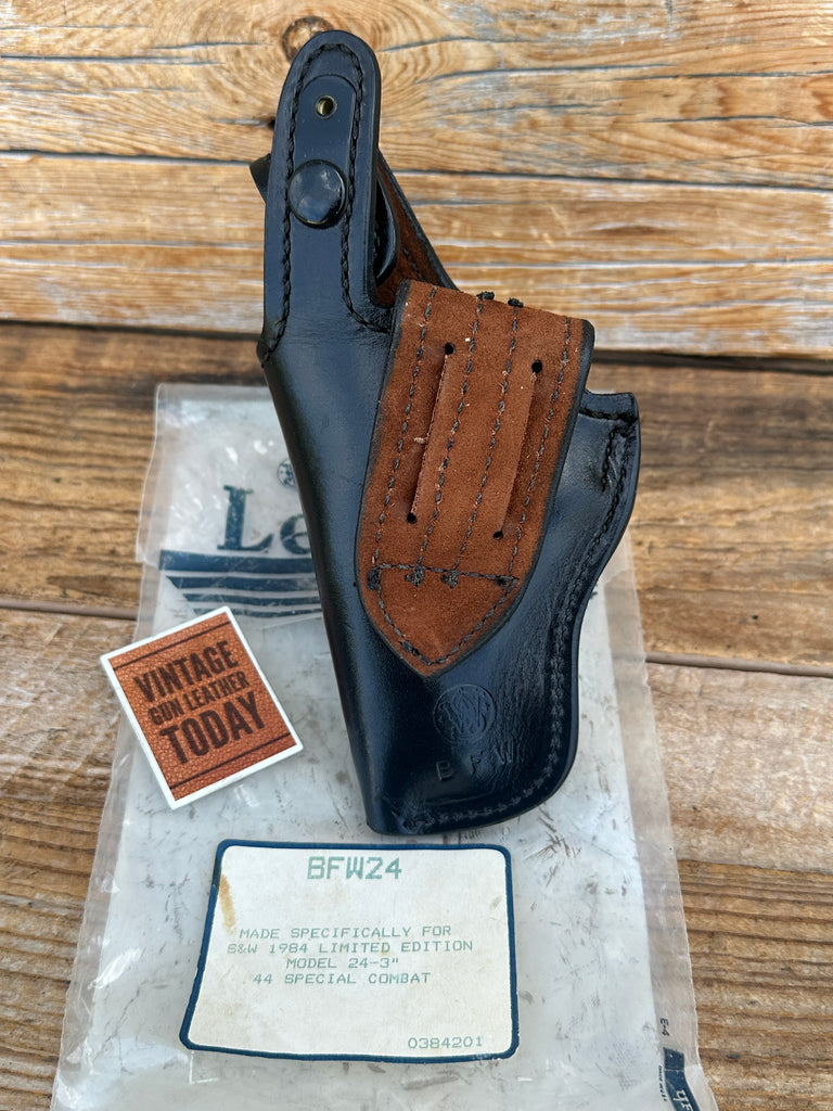 Vintage Smith Wesson BFW 24 Black Leather Lined Holster for S&W 24-3 .44 Special