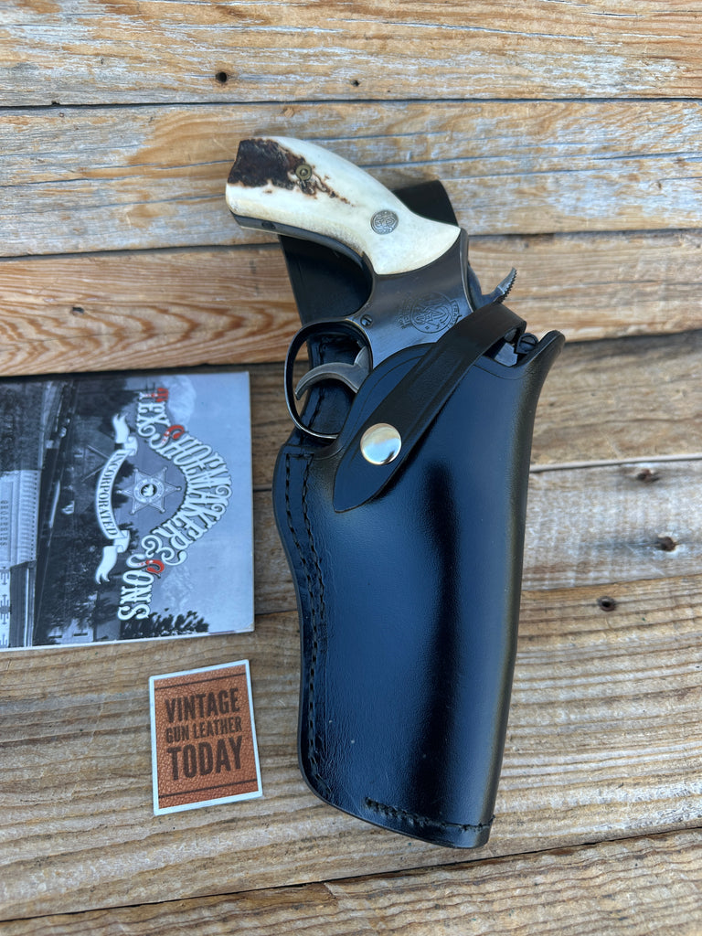 Vintage Tex Shoemaker 50 Black Leather Jordan Style Holster For K S&W 10 15 19
