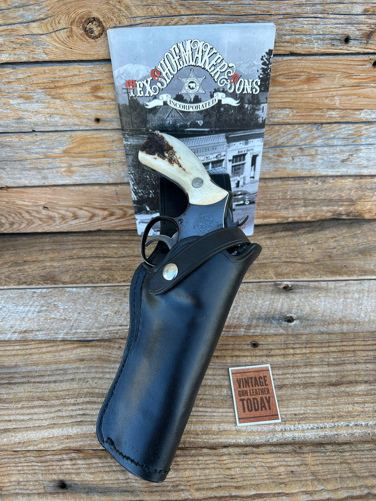 Tex Shoemaker 50 Black Leather Border Patrol Holster For 5" S&W K Frame Right
