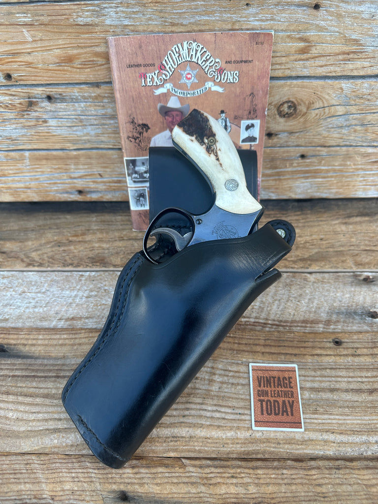 Tex Shoemaker Plain Black Leather 35K Border Holster For S&W 4 L  Colt Revolver