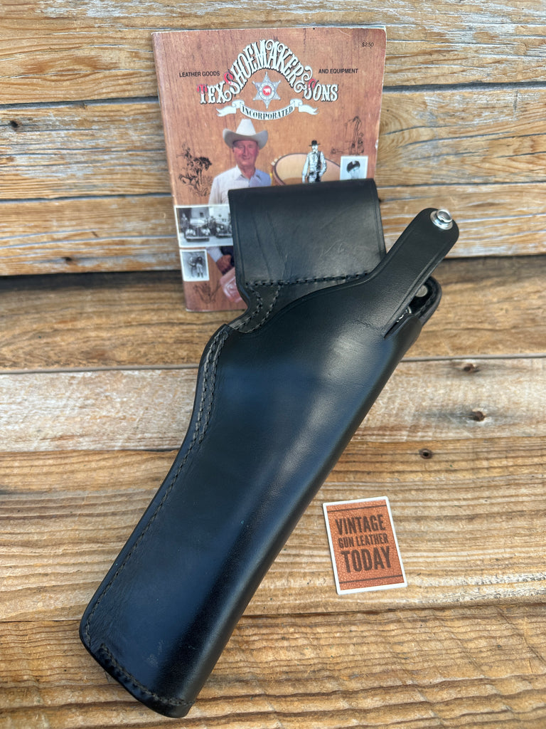 Tex Shoemaker Plain Black Leather 35K Border Holster For 6" K Frame Revolver