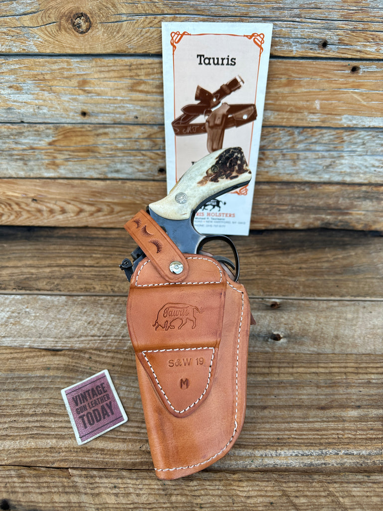 Tauris Brown Basket Stamped Lined Leather OWB Holster For S&W Model 19 K 4"