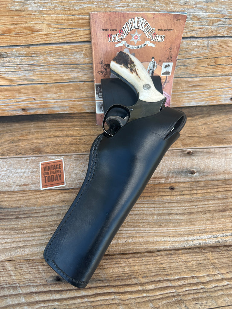 Tex Shoemaker Plain Black Leather 35K Border Holster For 6" K Frame Revolver