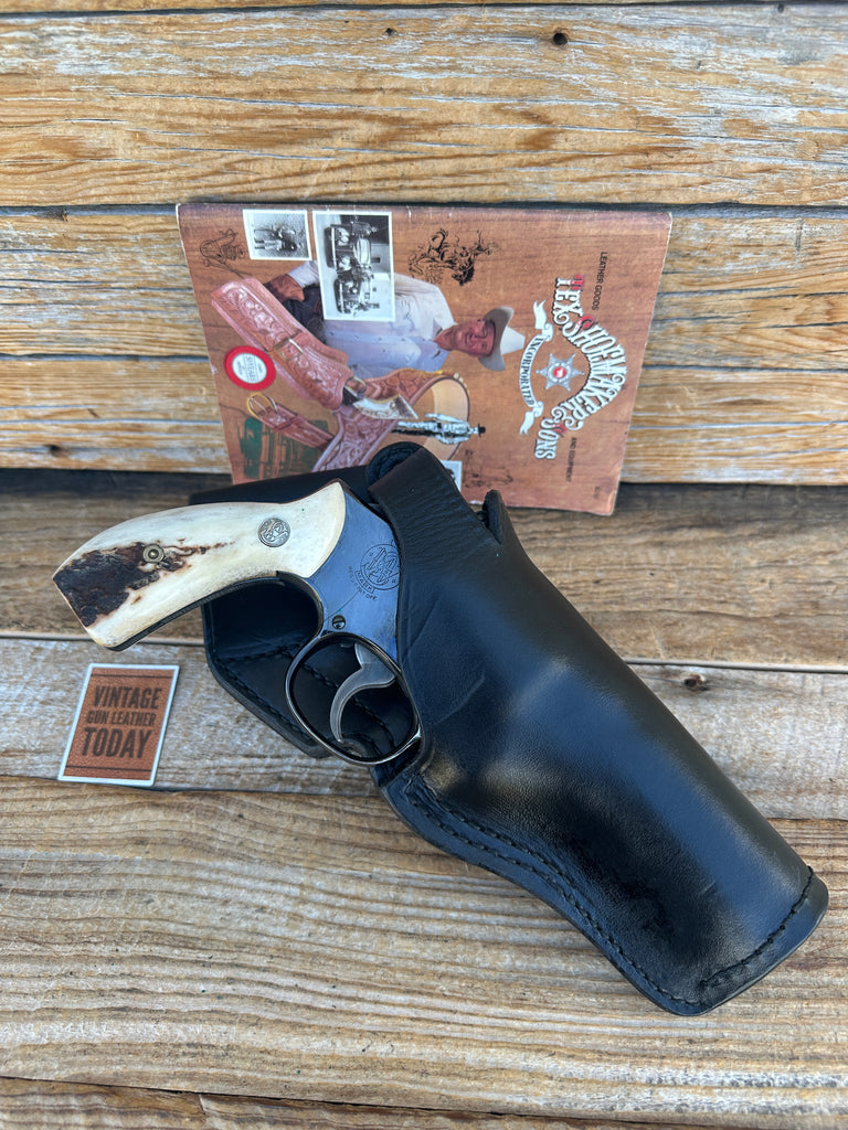 Vintage Tex ShoemakerBlack Leather Cross Draw Holster For S&W K 4" Revolver