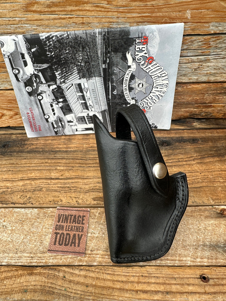 VTG Tex Shoemaker 3S Black Leather OWB Holster for S&W M&P Model 1o Revolver 2"