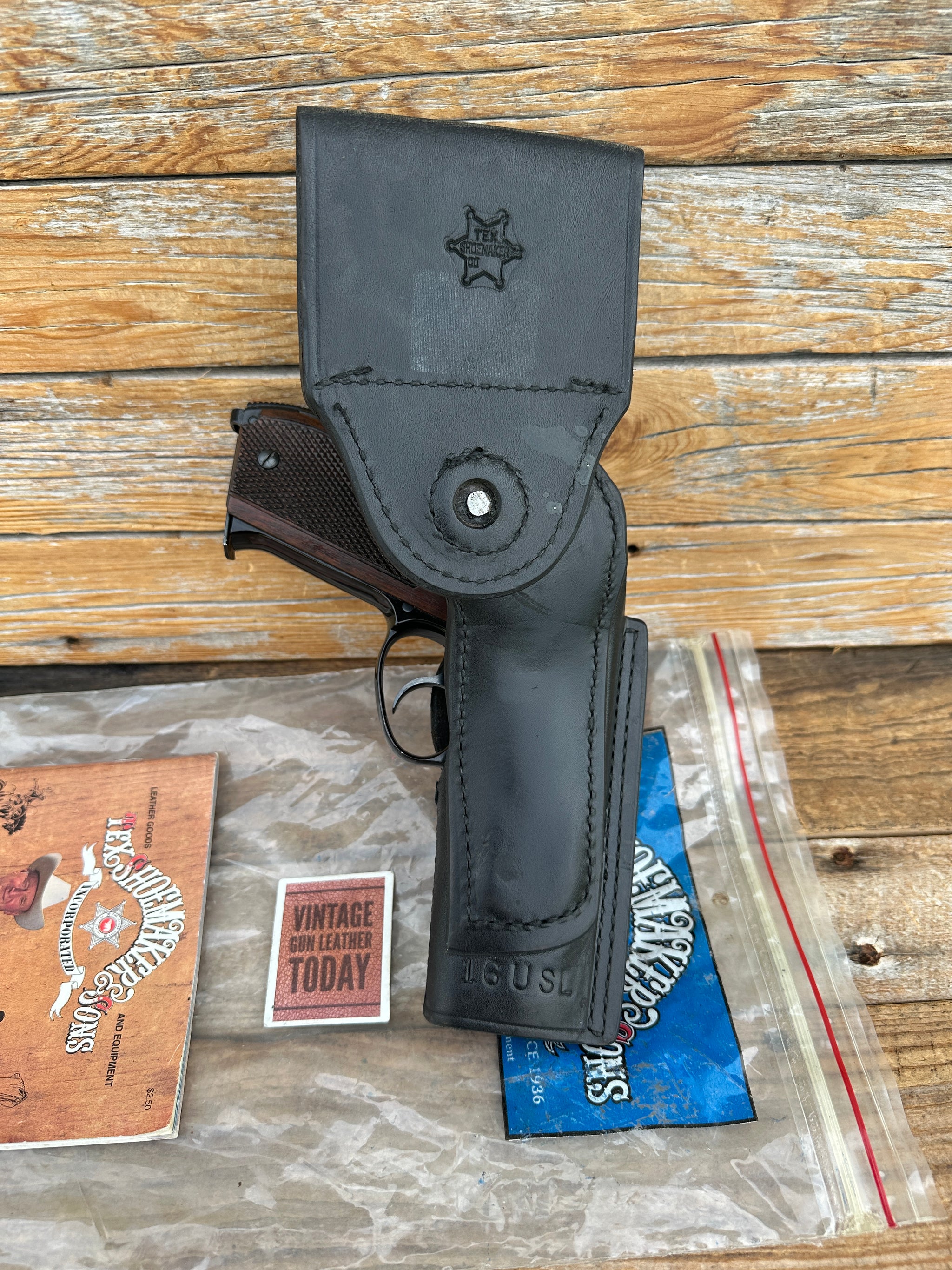 39:59 Vintage 1960-70 Tex Shoemaker Model 39 59 Black Leather Swivel Holster ...