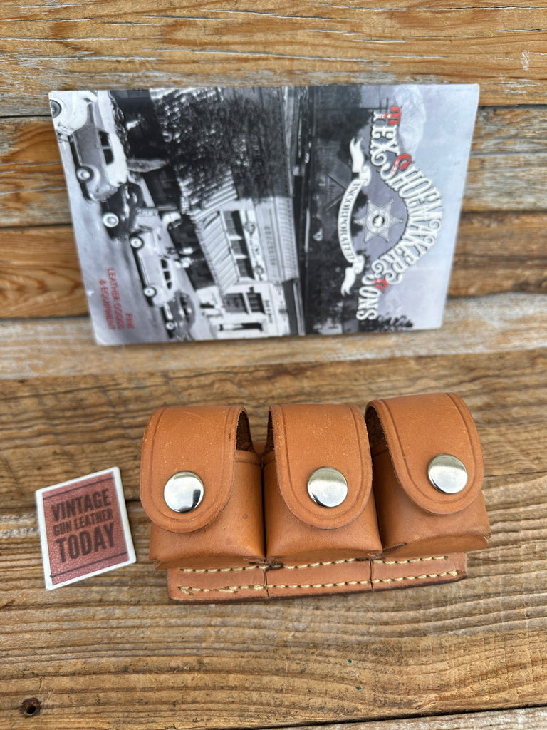 Vintage 70-80's Tex Shoemaker 101 N  Brown Leather Triple Loader Holder 629 44 N