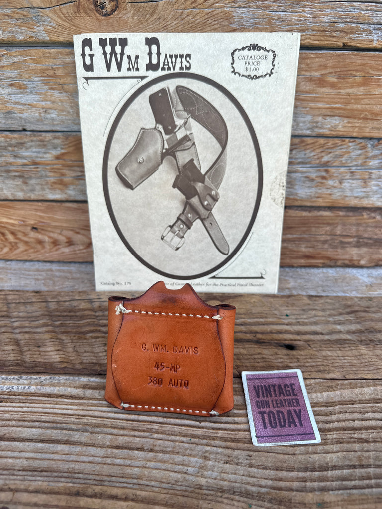 Vintage G. WM. Davis Brown Leather 45-MP Open Top Magazine Carrier For .380