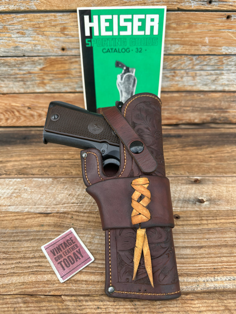 Vintage 1940's HH Heiser #7 Floral Leather Holster For Colt 45 1911 Government