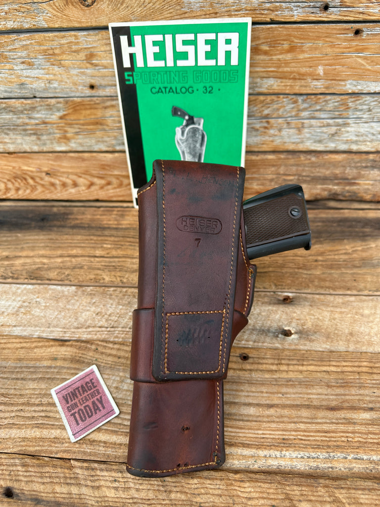 Vintage 1940's HH Heiser #7 Floral Leather Holster For Colt 45 1911 Government