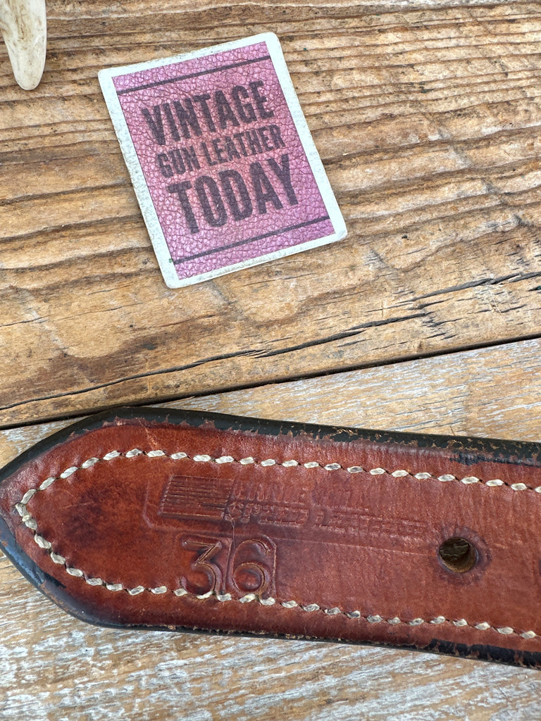 Vintage Earnie Hill Speed Brown Leather Fancy Stitched Lined Gun Belt SZ 36