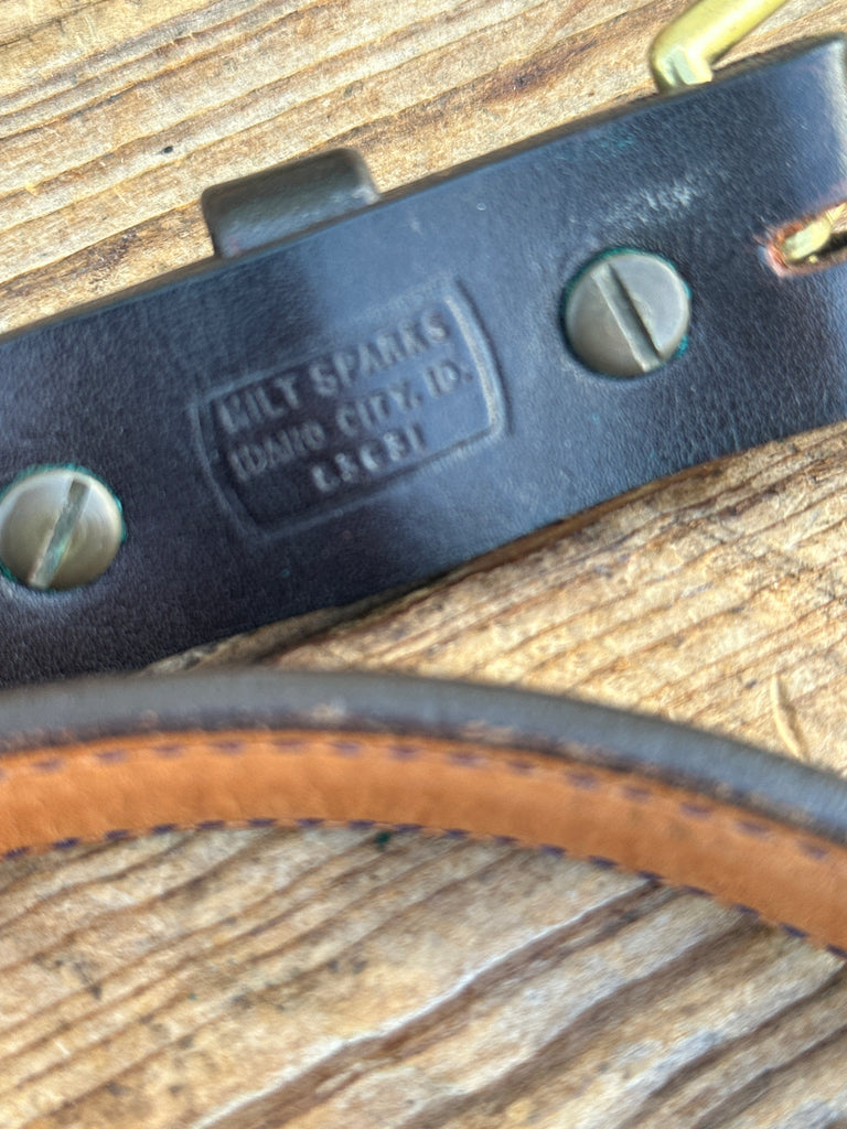 Vintage Milt Sparks Idaho City Brown Lined Leather 1 1/4" Gun Belt 39.5 43.5"