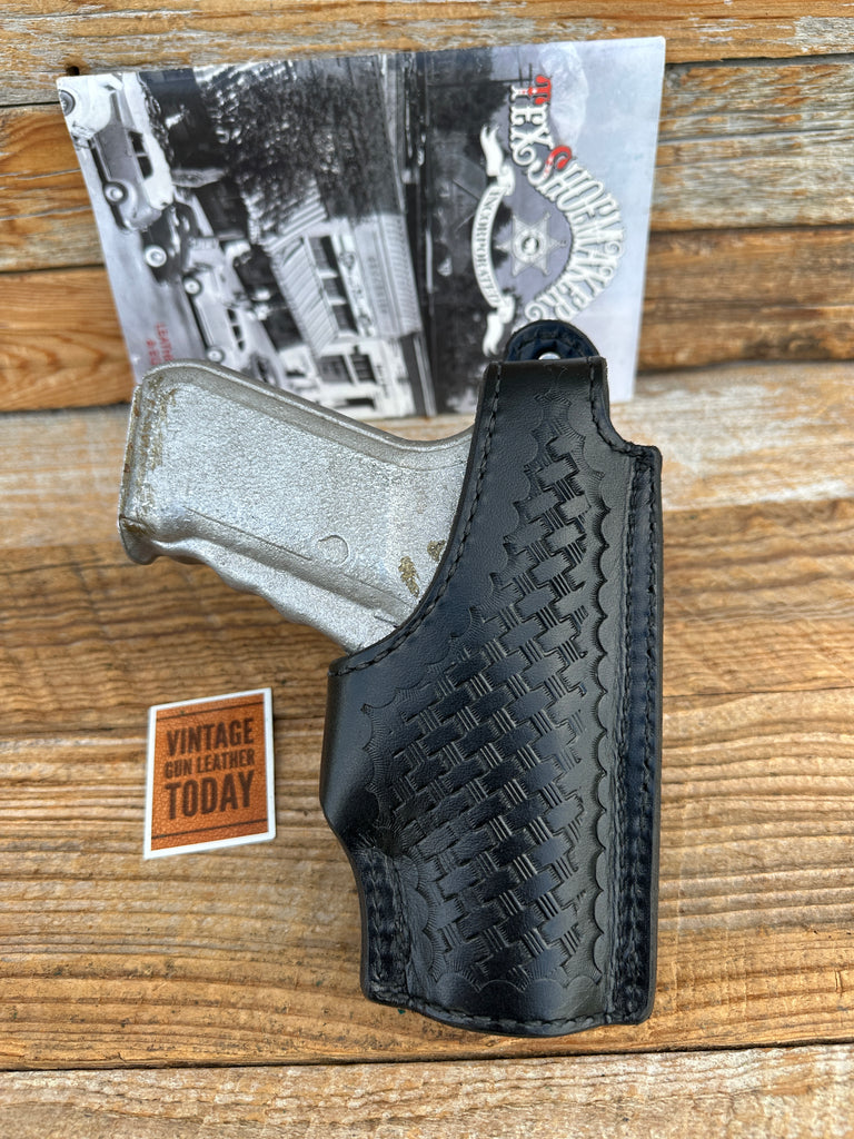Vintage Tex Shoemaker Black Basketweave Leather Lined Holster for H&K HK P7 PSP,