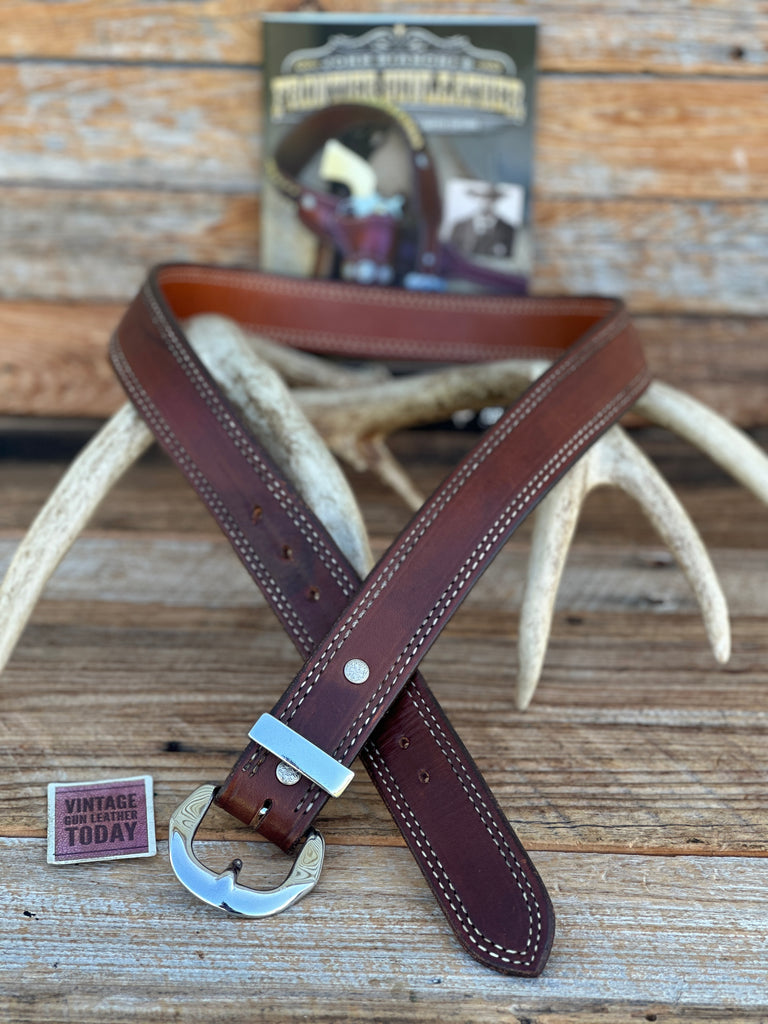 Bianchi Frontier Gunleather 1 1/2" Brown Leather Lined Gun Belt 34.5" 40.5"