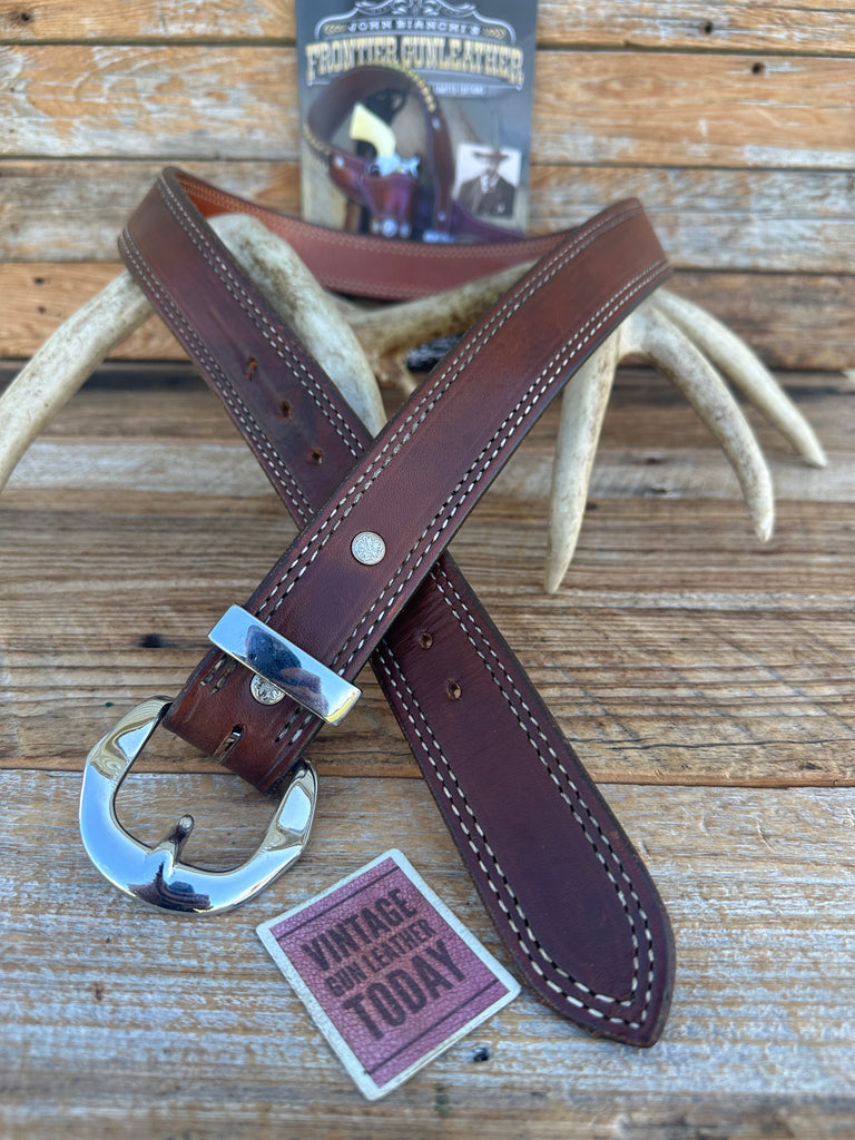 Bianchi Frontier Gunleather 1 1/2" Brown Leather Lined Gun Belt 34.5" 40.5"