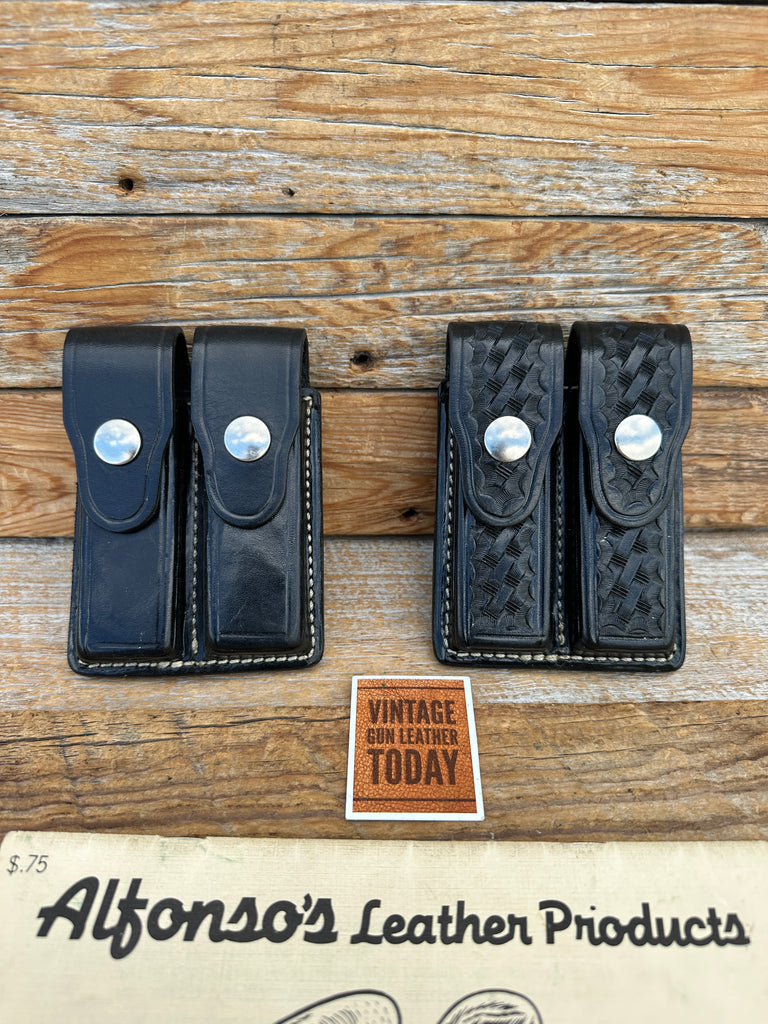 Alfonsos Black Leather LF Double Magazine Carrier For Walther PPK