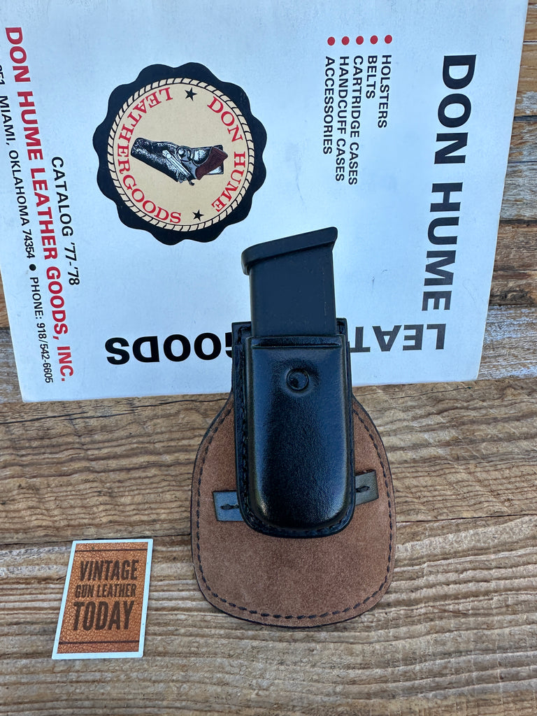Don Hume Black Leather Paddle Open Top Single Magazine Carrier For GLOCK HK SIG