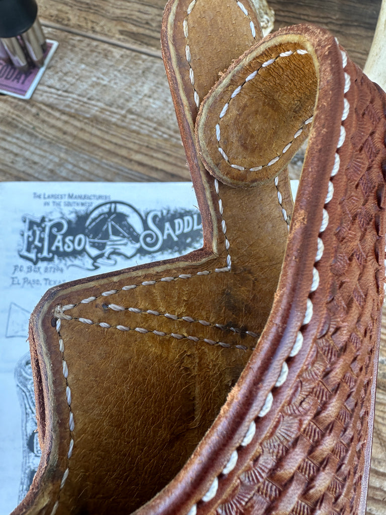 El Paso Saddlery Brown Basket Leather Lined Cross Holster For S&W N 8 3/8"