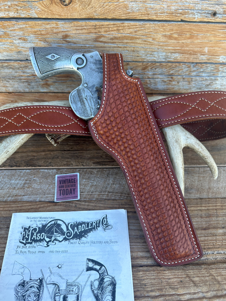 El Paso Saddlery Brown Basket Leather Lined Cross Holster For S&W N 8 3/8"