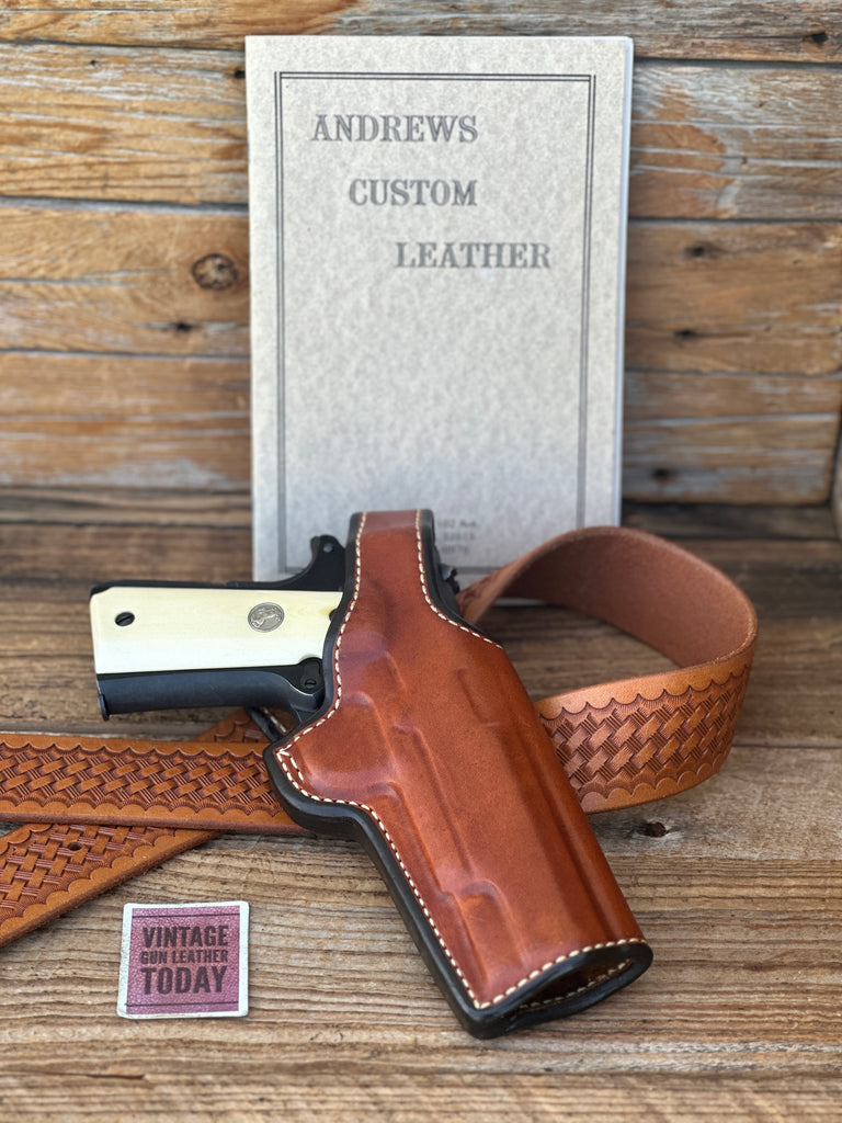 Andrews Brown Leather Suede Lined Cross Draw Holster For Colt 1911 5" Government