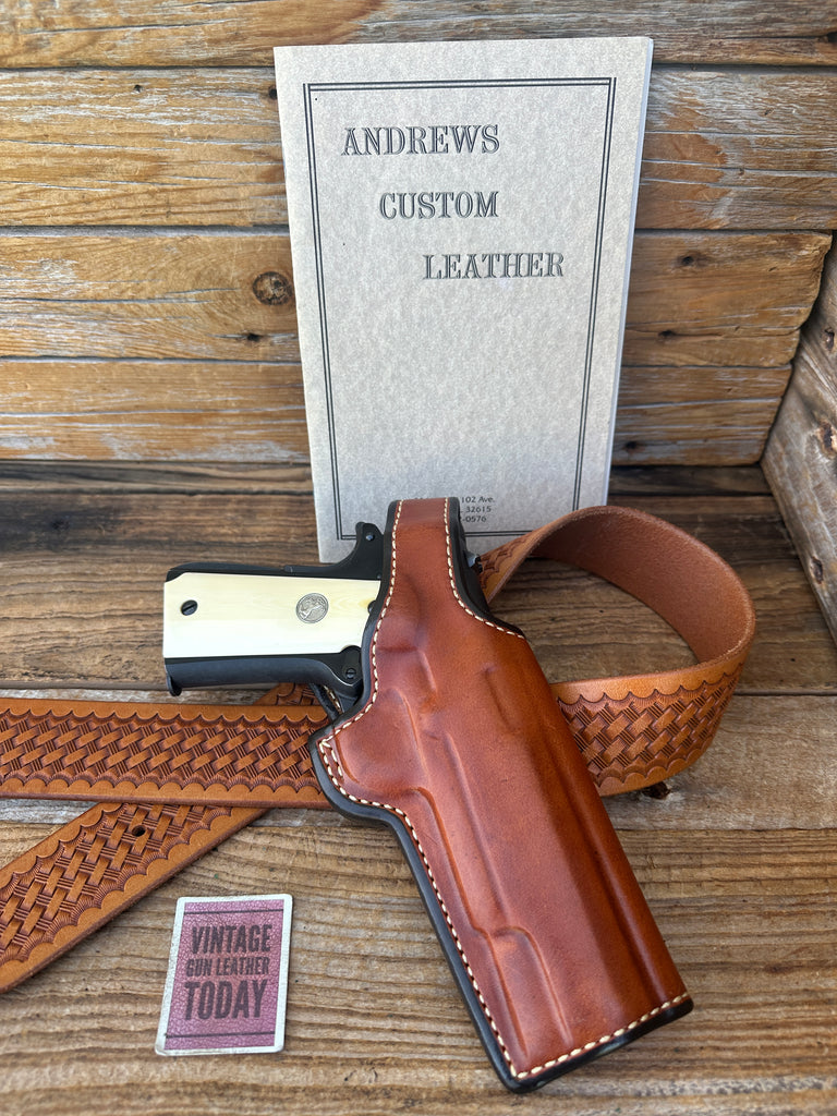 Andrews Brown Leather Suede Lined Cross Draw Holster For Colt 1911 5" Government