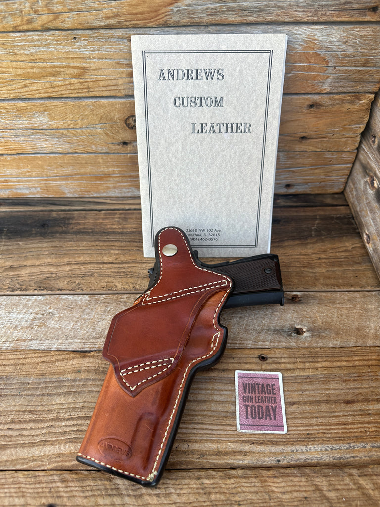 Andrews Brown Leather Suede Lined Cross Draw Holster For Colt 1911 5" Government