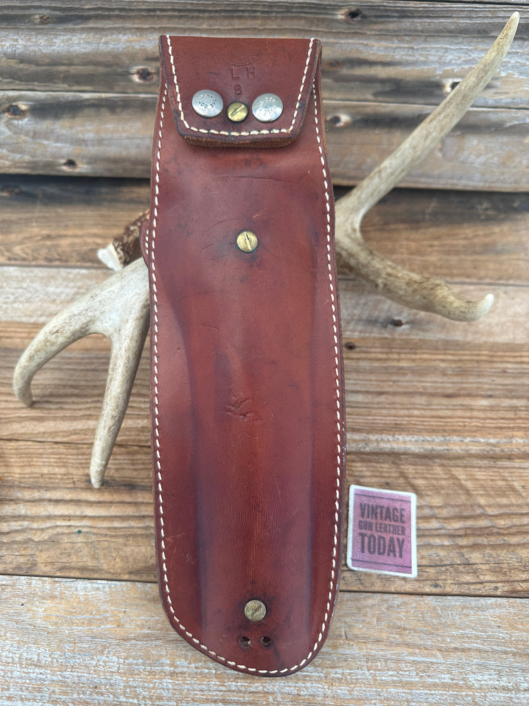 Vintage Hunter Frontier Holster Brown Floral Carved Leather Lined For Ruger 7.5