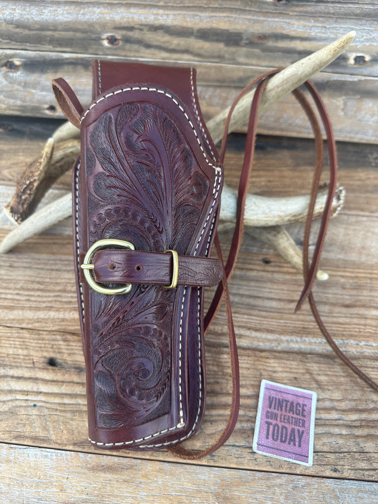 Triple K 40-2 Brown Floral Carved Texan Holster for Ruger Blackhawk 6.5"