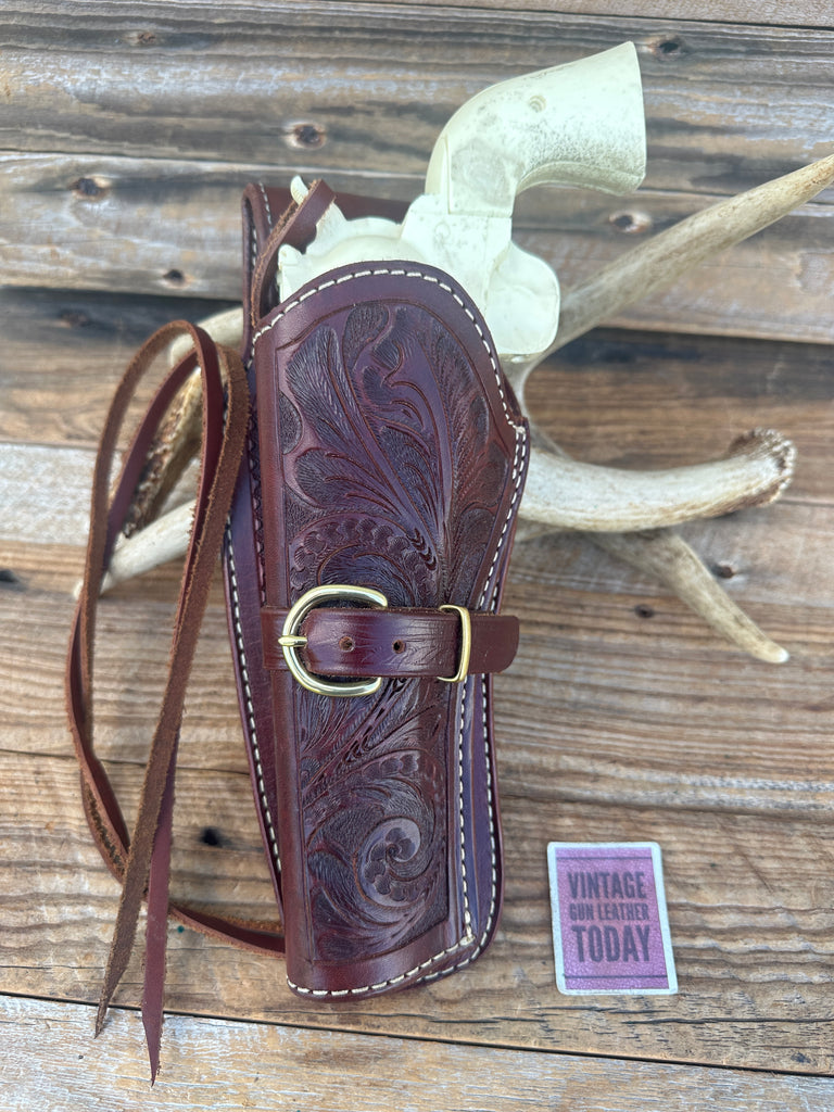 Triple K 40-2 Brown Floral Carved Texan Holster for Ruger Blackhawk 6.5"