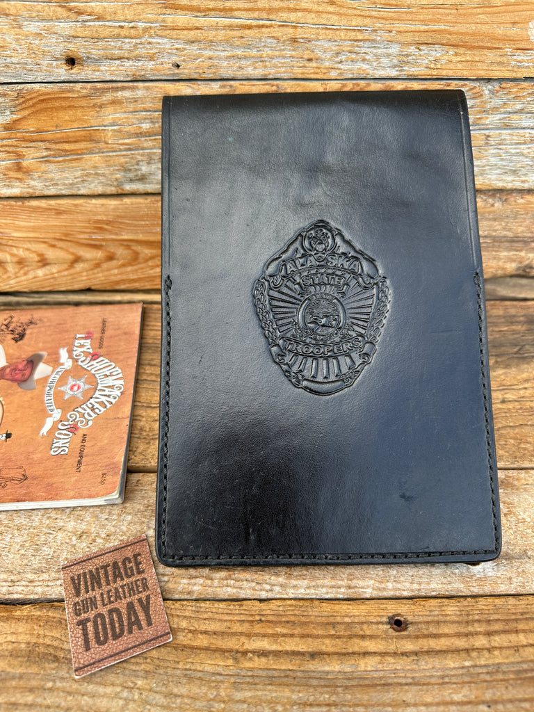 Vintage Tex Shoemaker Alaska State Troopers Leather Bear Note Pad Holder 9" x 6"