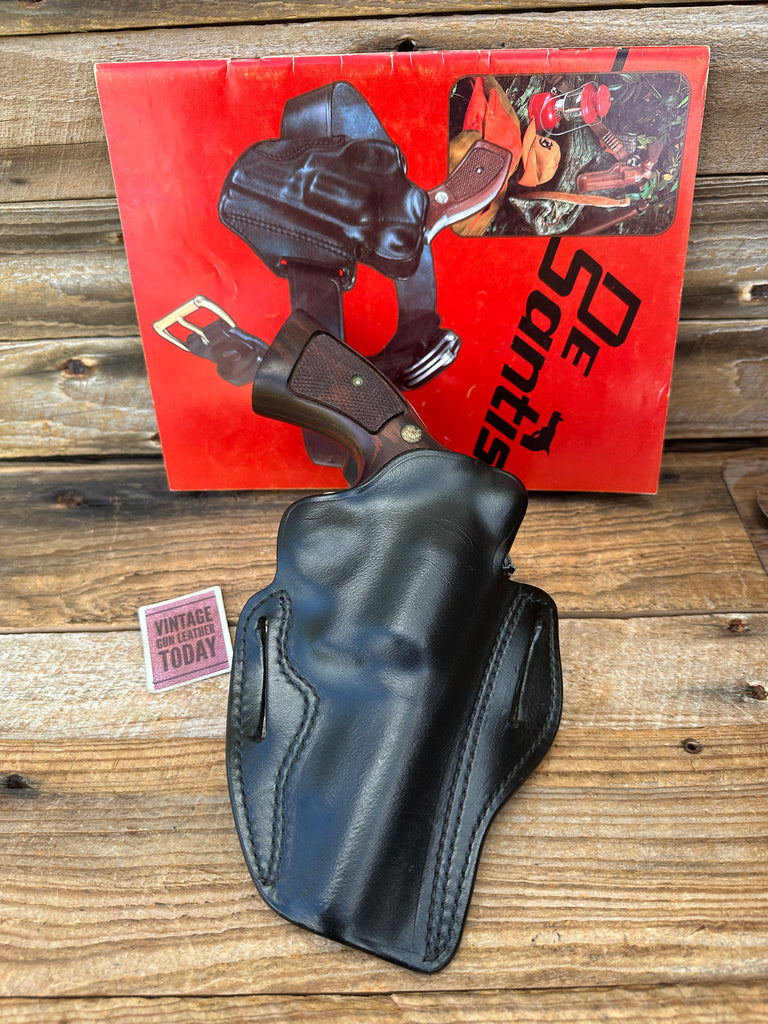 Vintage Desantis Black Leather Speed Scabbard Holster For S&W 4" K 19 15 12 10