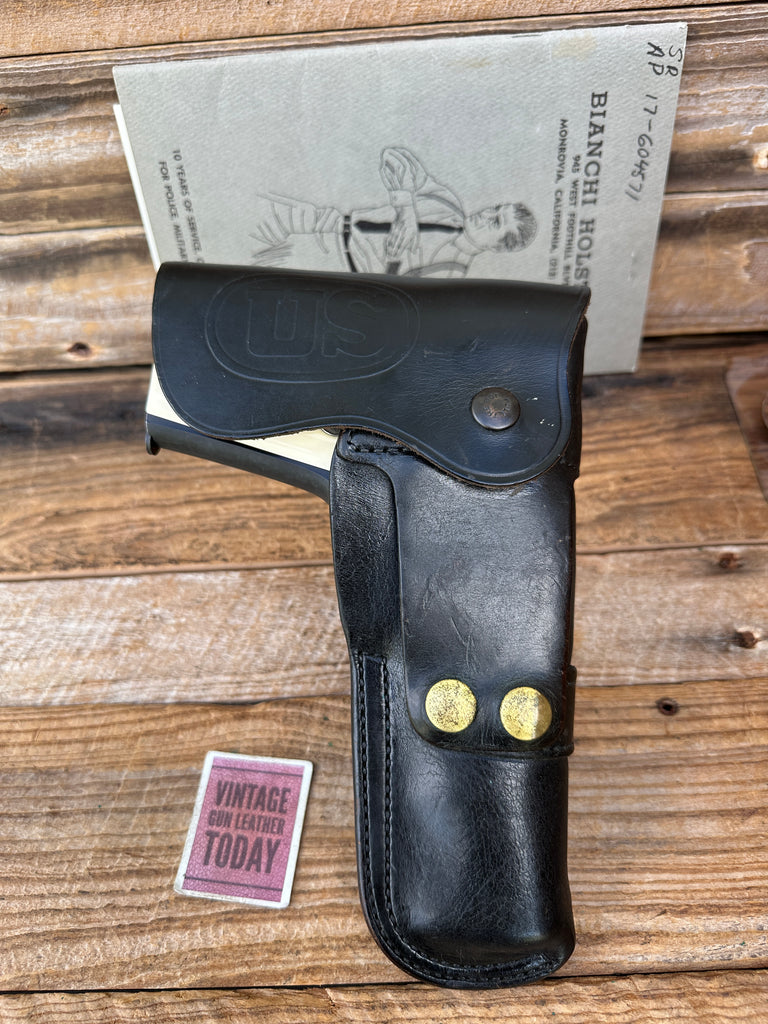 Vintage Bianchi M66 Black US Military Flap Holster For Colt 1911, Browning Power