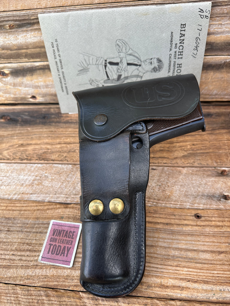 Vintage Bianchi M66 Black US Military Flap Holster For Colt 1911, Browning Power