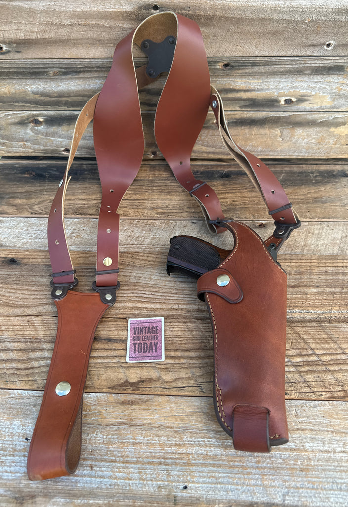 Vintage GALCO Explorer Brown Leather Lined Shoulder Holster Large Auto Revolver