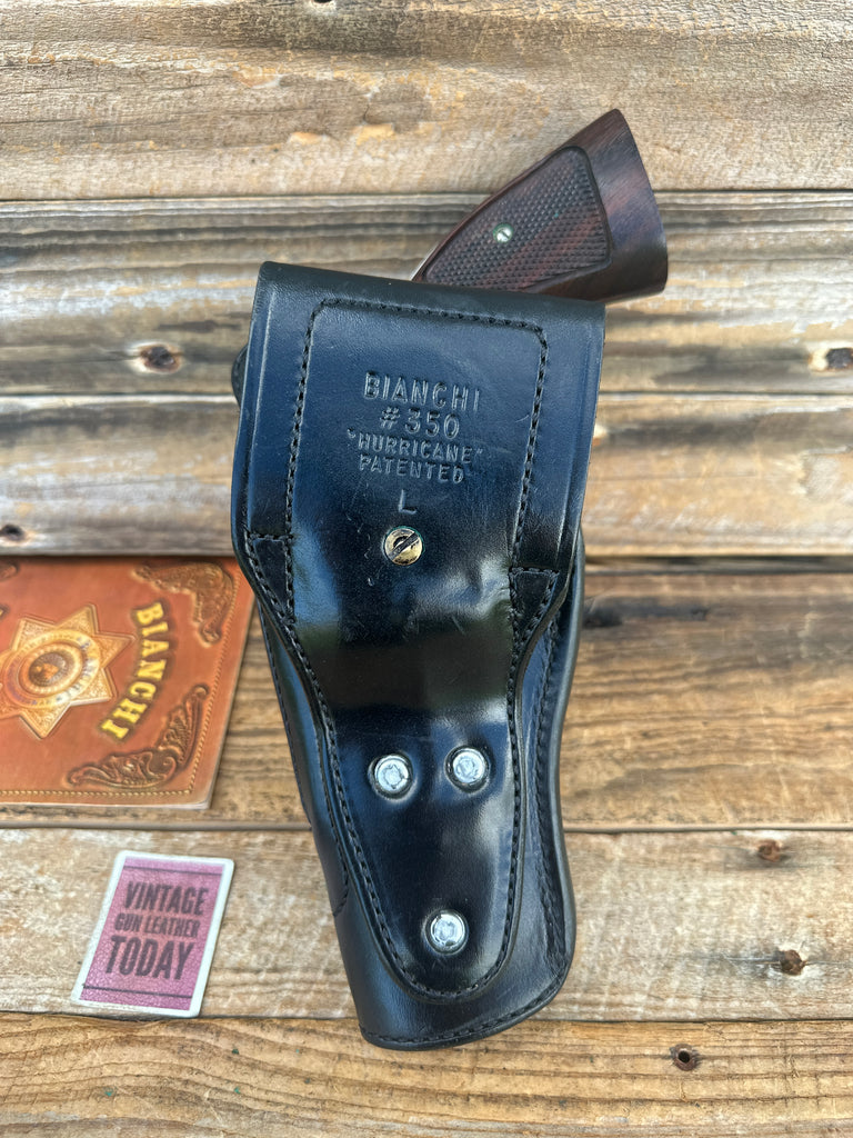 Bianchi 350 Hurricane Black Basket Leather Break Front Holster For 4" Revolver