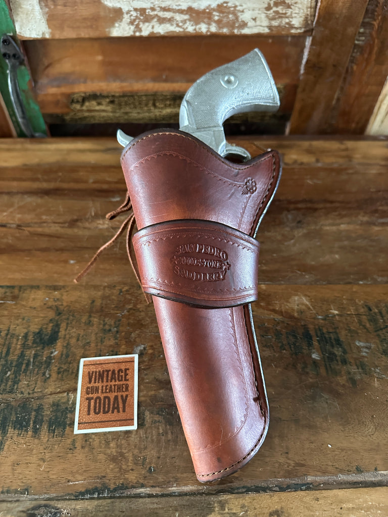 Vintage San Pedro Saddlery Brown Leather Holster For Colt SAA 5.5" Revolver Left