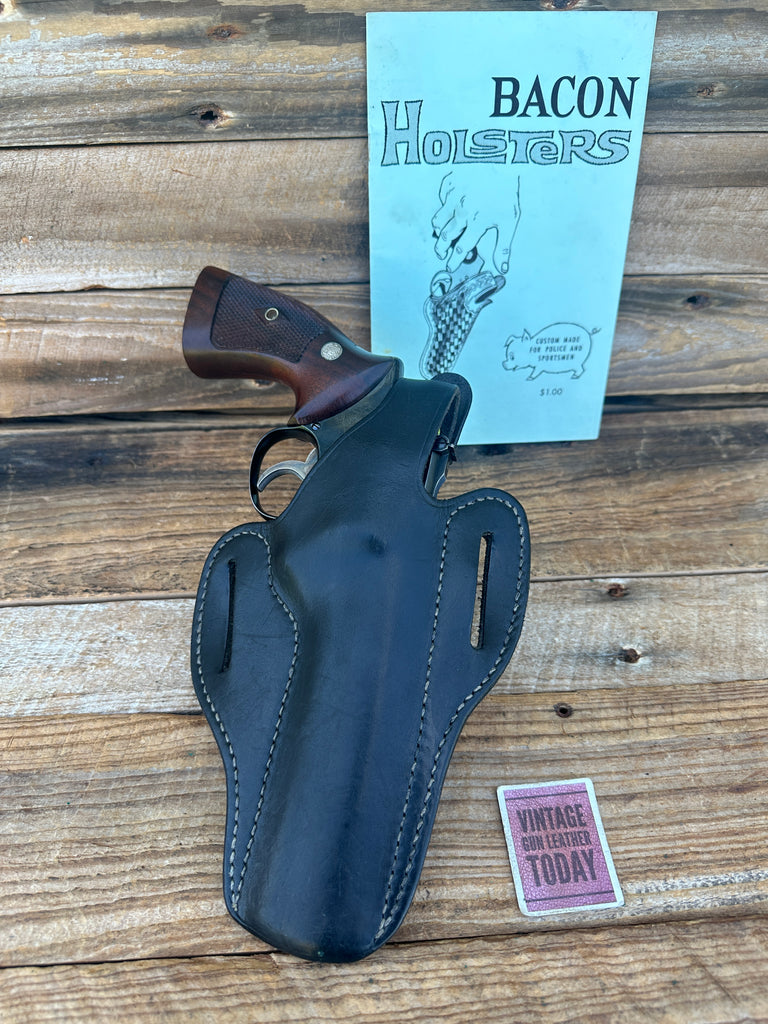 Vintage Dick Bacon Black Leather OWB Holster For S&W 686 586 L Revolver